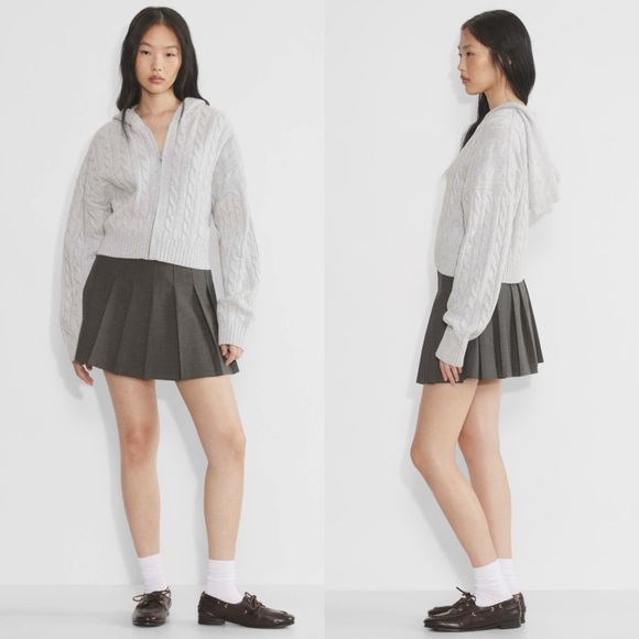 NWT Aritzia Sunday Best Octavia Zip Hoodie Sweater Heather Chrome Gray - Picture 7 of 8